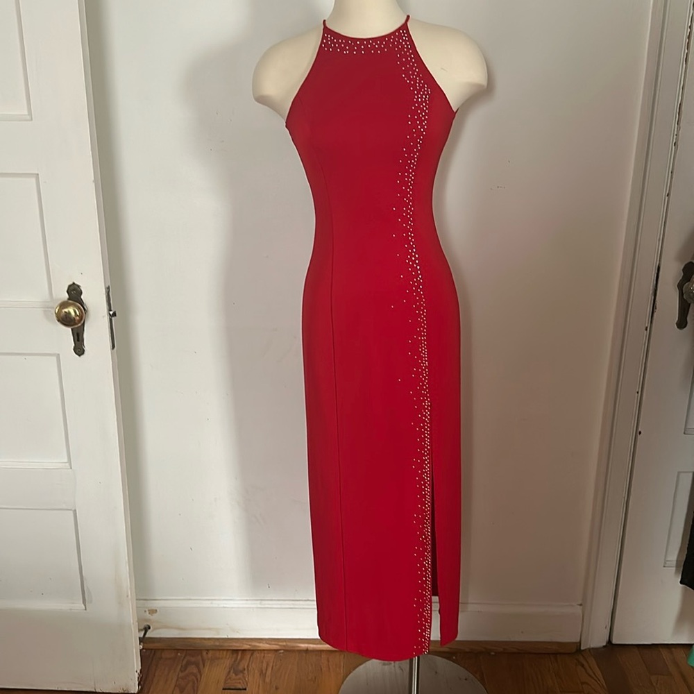 Vintage red halter party dress